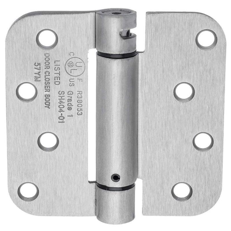 Dynasty Hardware Door Hinges, 4-Inch Spring Loaded Self Closing Hinges with 5/8" Radius Corners, Heavy Duty for Interior or Exterior Doors, Quiet Auto Close Action, 2-Pack, Satin Nickel Finish - Image 2